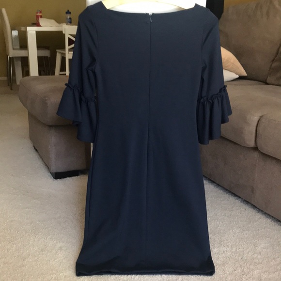 Navy dress with bell sleeves - Picture 2 of 3
